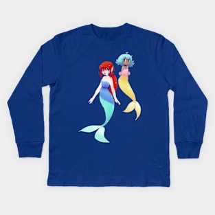 Two Mermaids Kids Long Sleeve T-Shirt